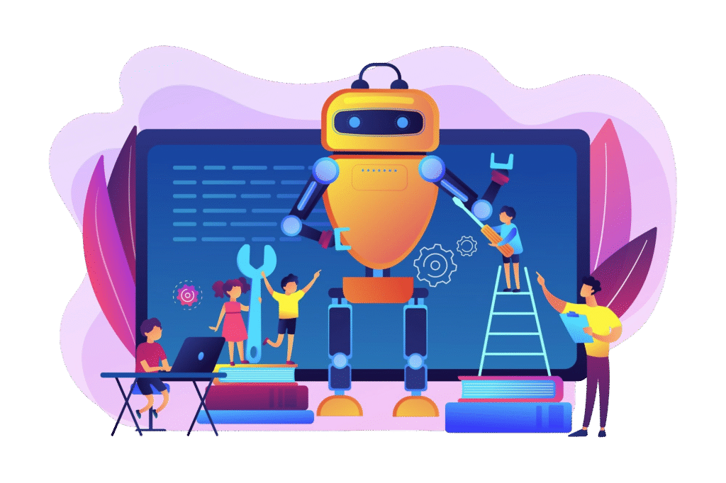 kids-programming-creating-robot-class-tiny-people-engineering-kids-learn-science-activities-early-development-classes-concept